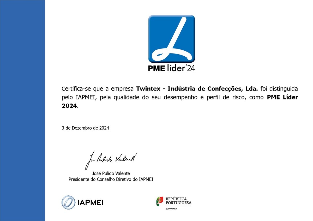 Twintex has once again achieved SME Leader status in Portugal for 2024